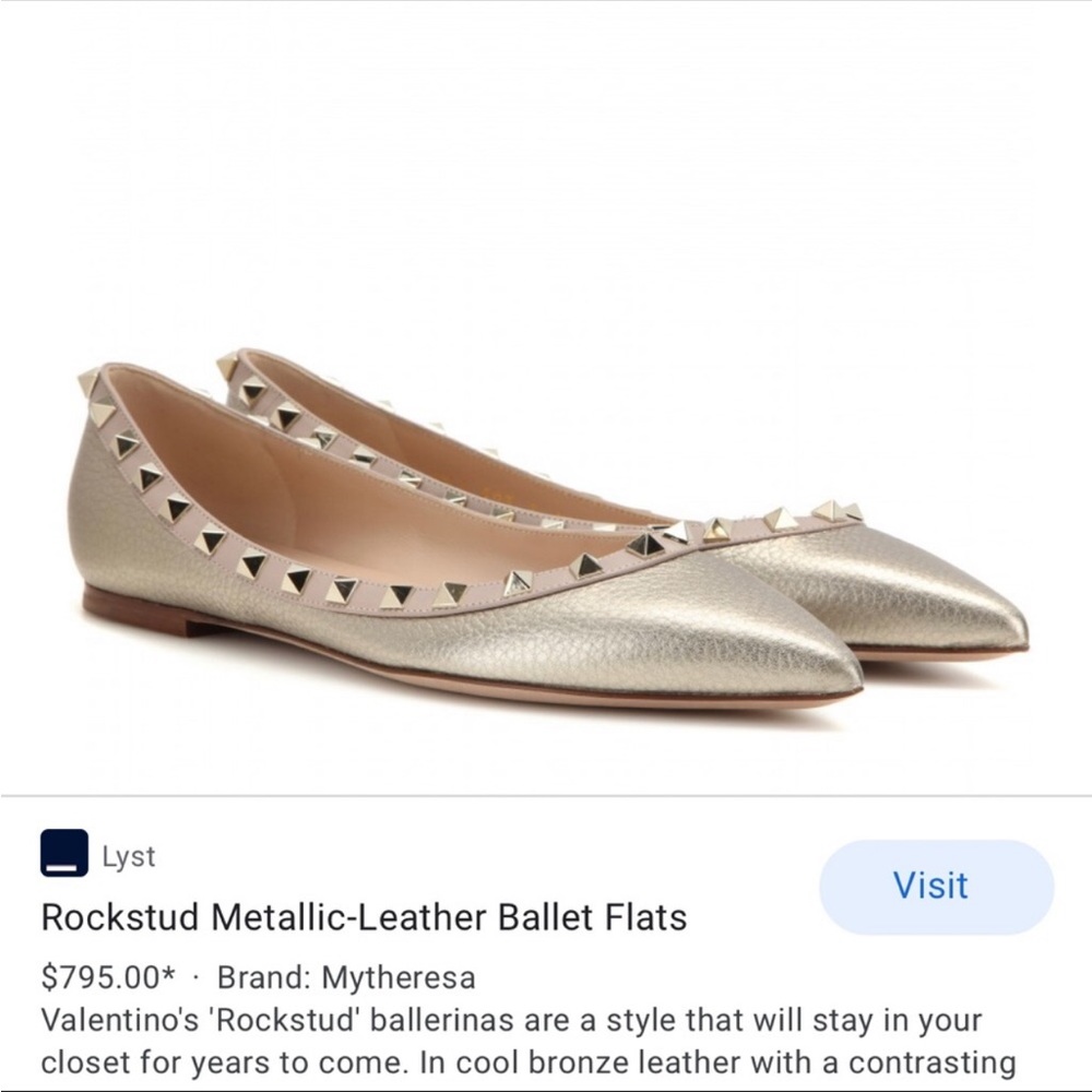 Valentino Rockstud Metallic Flats 38